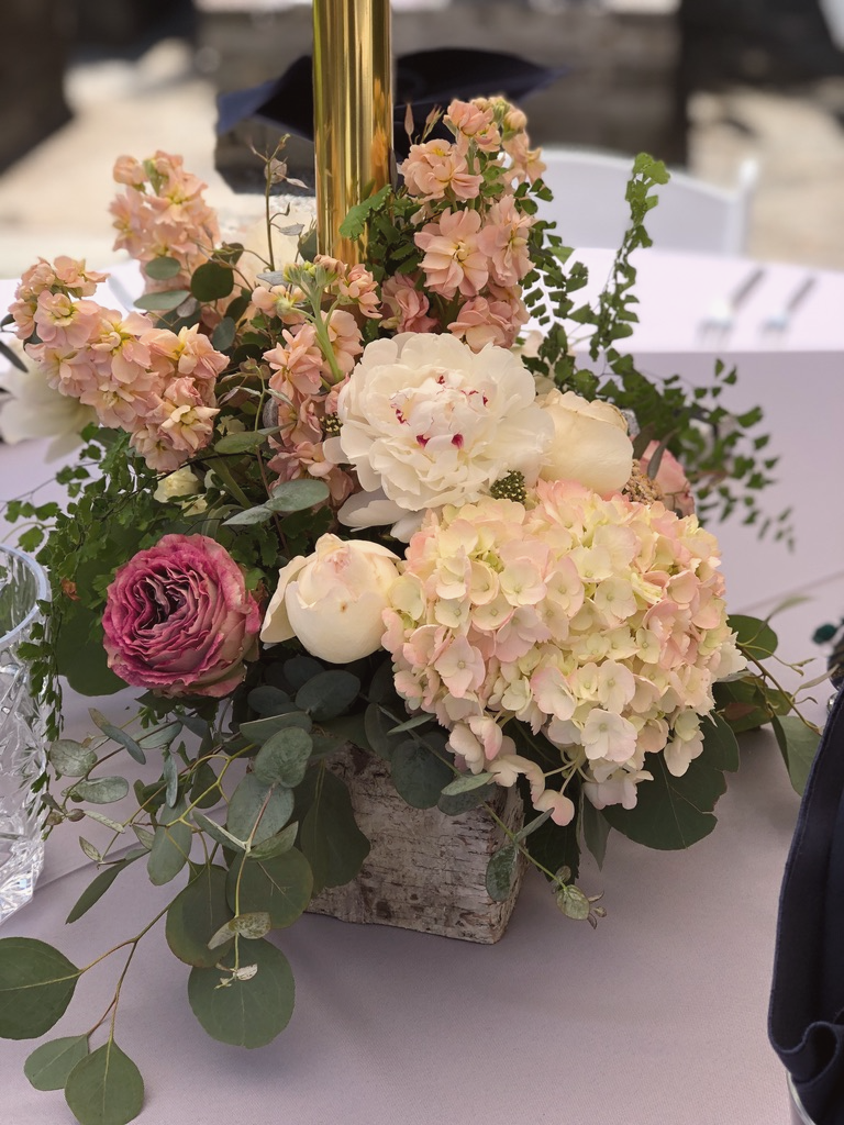 Blush hydrangea centerpiece