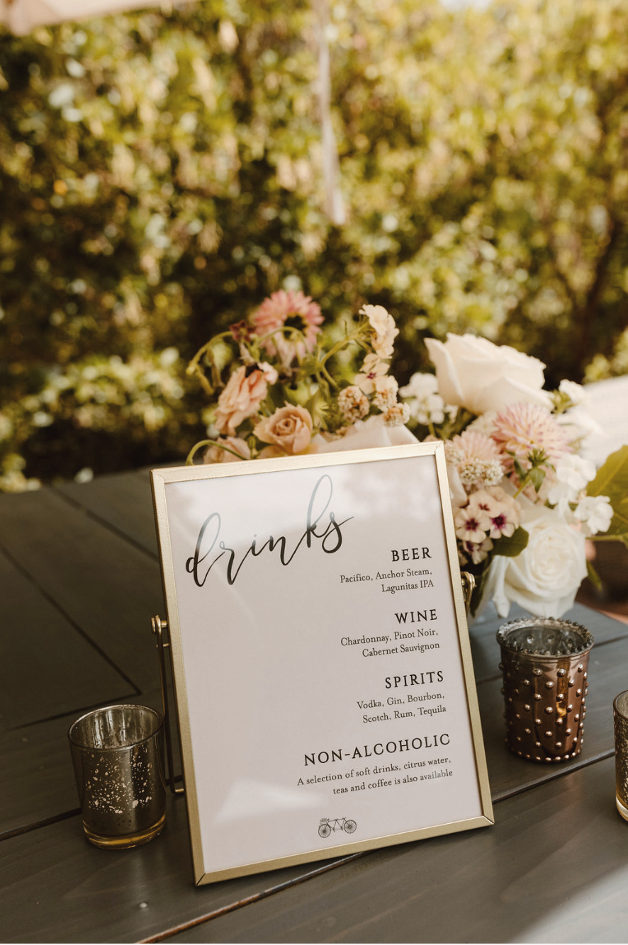 Drinks menu
